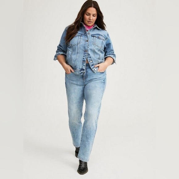 Torrid Bombshell Straight High-Rise Jeans Blue Acid Wash Size 20 - Picture 13 of 15